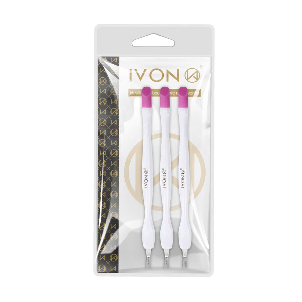 IVON 3 Pack Nail Cuticle Trimmer Pusher Remover, Double End & White Handle