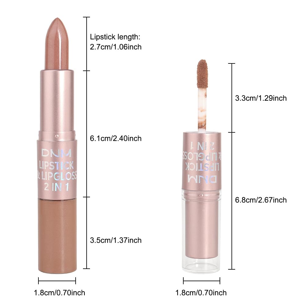 evpct 2 in 1 Nude Brown Glitter Metallic Shimmer Diamond Lipstick and Lip Gloss Set for Women Long Lasting Waterproof, Bronze Gold Sparkle Glitter Shiny Lipstick and Lip Liner Makeup Set, 03#