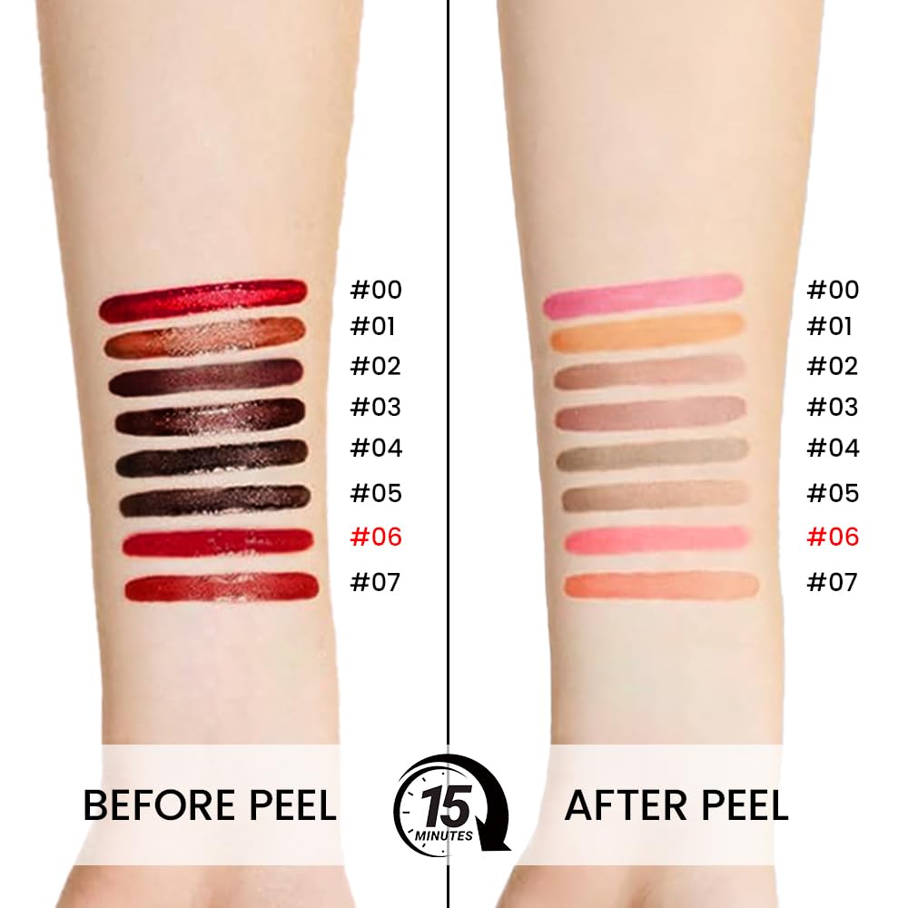 3Pcs Peel Off Matte Lip Gloss Stain-Lip Liner Tattoo with Tweezer, Long Lasting & Waterproof Delicate Peel Off Lip Stain, Transfer-Proof Lip Gloss for All Skin (02+03+06 3Pcs)
