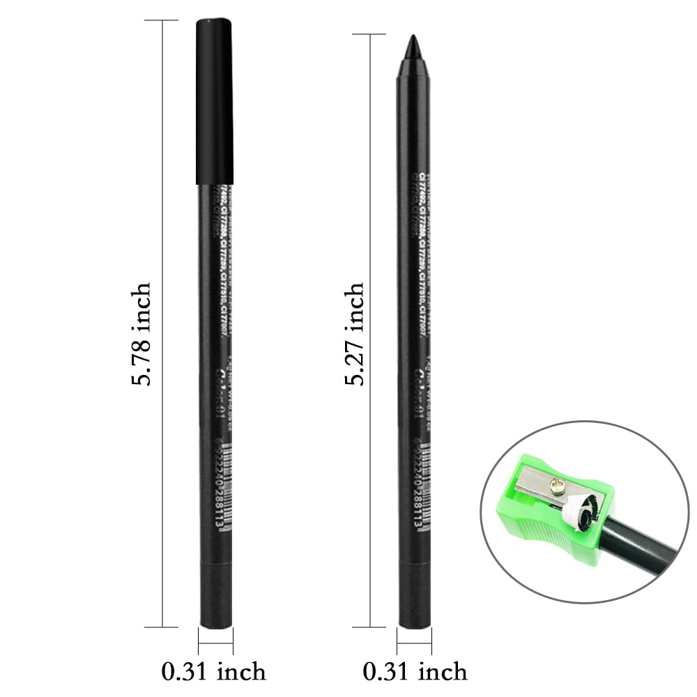evpct 3Pcs Black & Red & White Gel Glitter Matte Metallic Eyeliner Pencils Set for Women Waterproof Smudge Proof lapiz de ojos delineador de ojos contra el agua Eye Liner Makeup 01 14 22