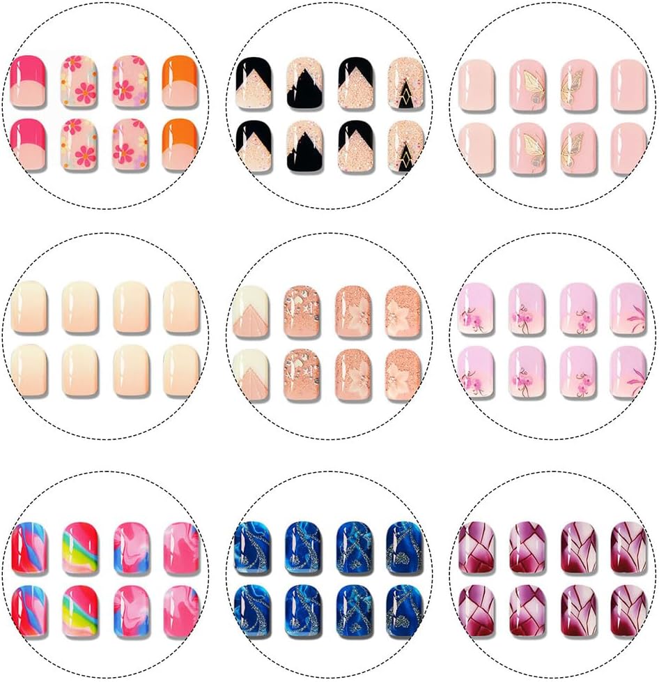 Semi Cured Gel Nail Strips French Tip Nail Stickers with Flower Designs Cute Glossy Gel Stickers Salon Quality & Easy to Use Need UV/LED Light for Women 20 Pcs