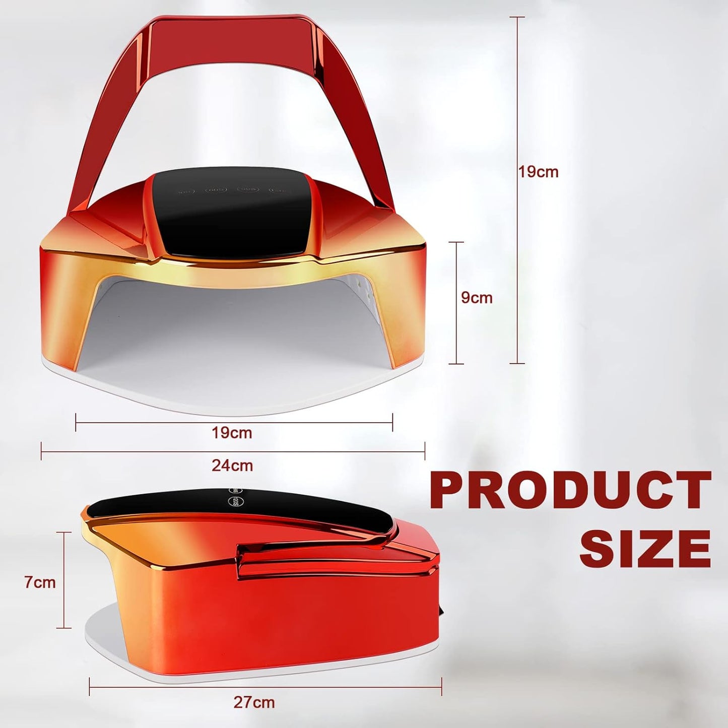 96w Cordless LED Nail Lamp with Portable Handle Professional Curing UV Lamp for Gel Nails Auto Infrared Sensor and 4 Timers (Red)