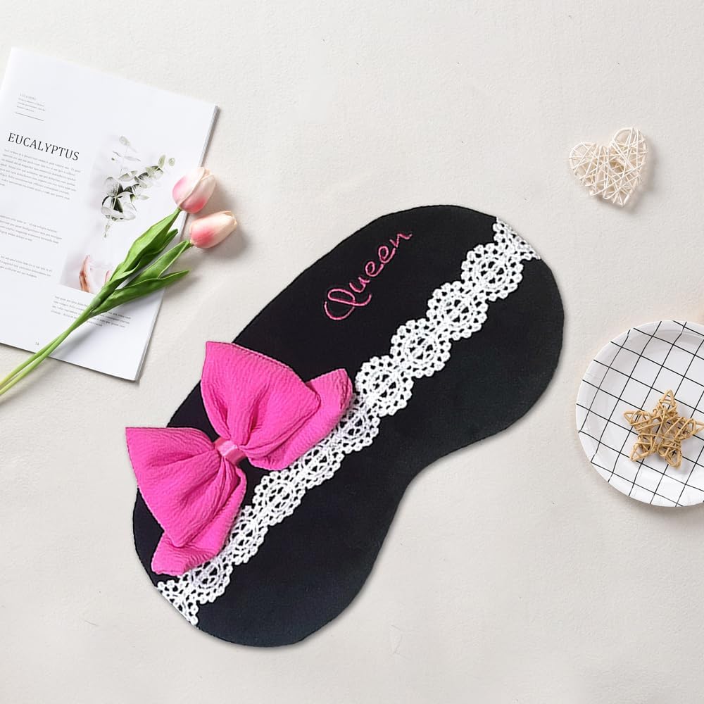 PERFECTSIGHT Bow Sleep Eye Masks, Cute Plush Sleep Eye Cover Lightweight Adjustable Eyeshade Faux Fur Mask Cover for Women Men Sleep Travel Nap