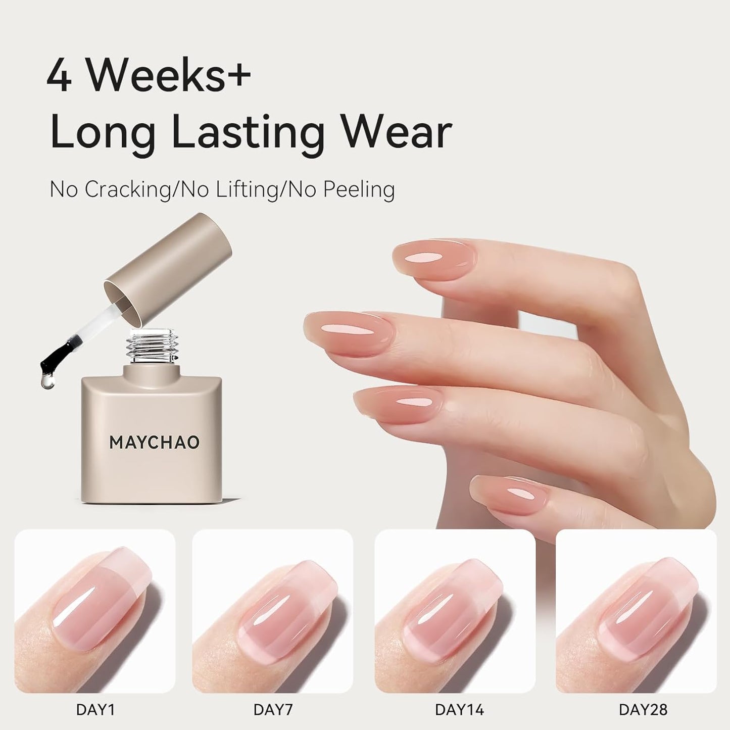 MAYCHAO Nude Pink Builder Gel for Nails, 15ml Nail Strengthener in a Bottle, Nail Extension Hard Gel, Soak Off Long Lasting UV Light Cure