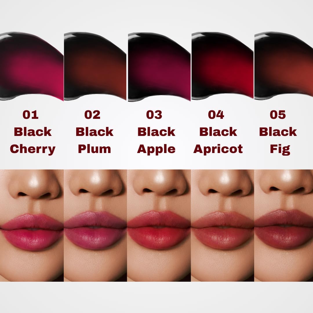 MILKTOUCH Black Peel Off Lip Tattoo - Long-Lasting Matte Lip, Waterproof & Transfer-Proof, Highly Pigmented, Stay-On-All-Day Lip Tint Stain (4.5g) #03 Black Apple