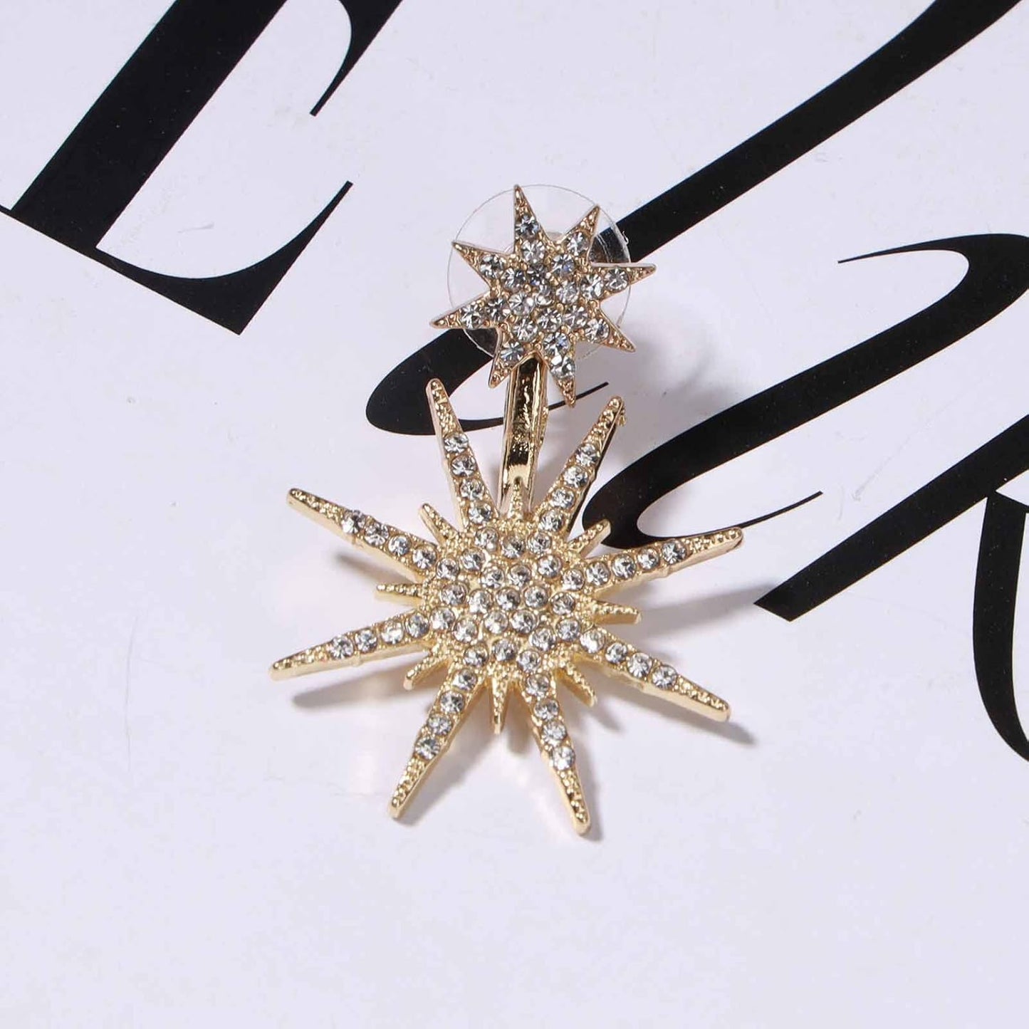 Starburst Jacket Earrings Gold Rhinestone Sun Earrings Front Back Studs Earrings Boho Celestial Earrings Jewelry for Women and Girls Gifts