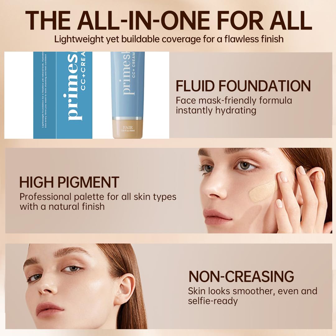 Primeskin Cc Cream for Older Women,Korean Cc Cream, Self Adjusting for Mature Skin, Satin Skin Korean 1.69 Fl Oz/50ml (RICH)