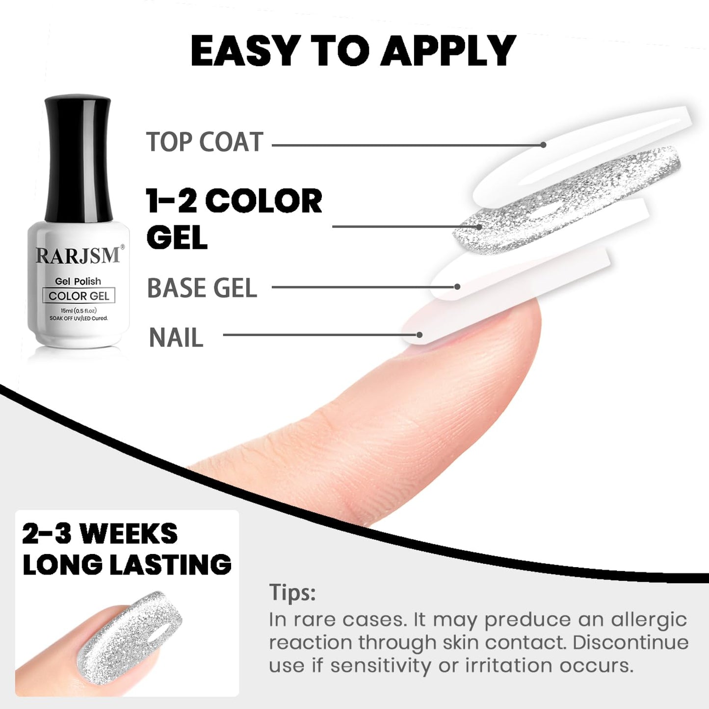 RARJSM Silver Cat Eye Gel Nail Polish with Magnet Stick Reflective Sparkle Translucent Clear White Glitter Cateye Gel Polish 15ml Single Bottle UV LED Curing Requires Soak Off for Home Salon