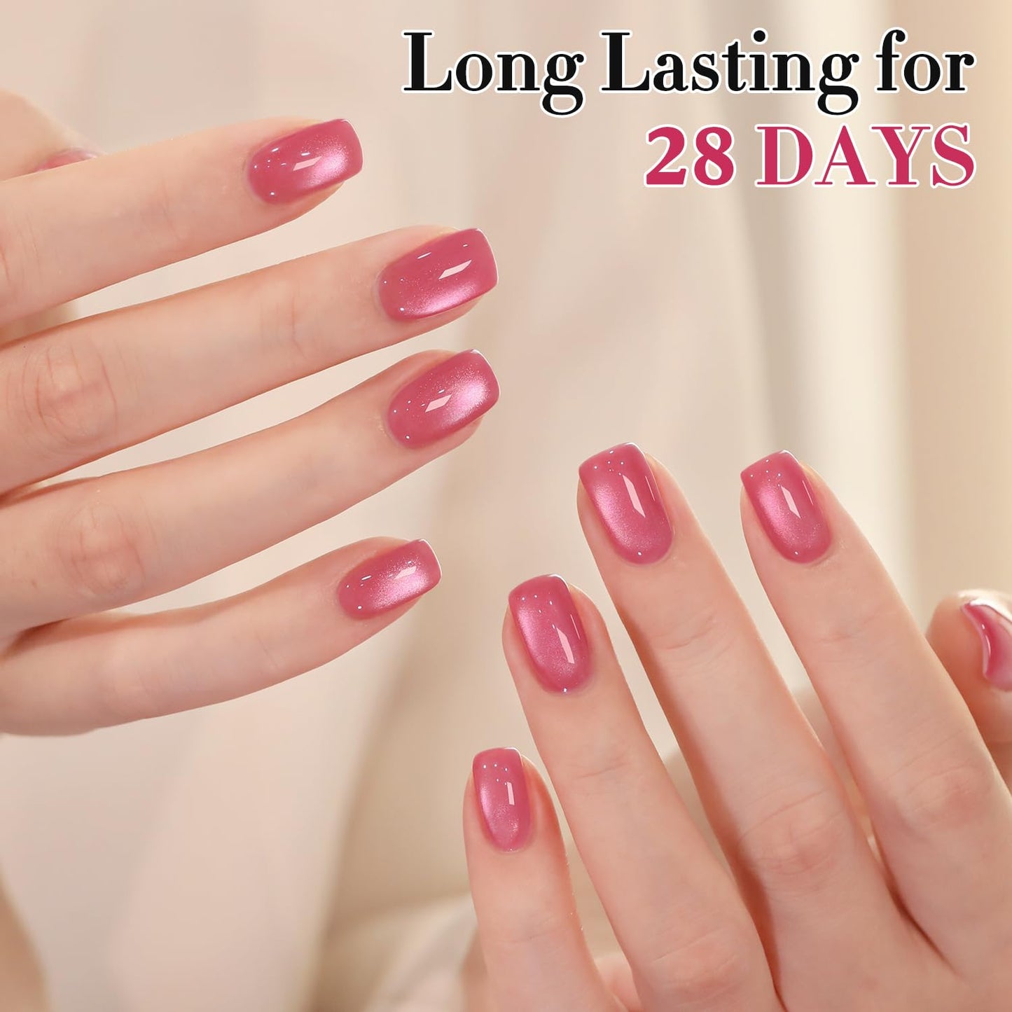 Double Rhythm 0.5 OZ Cat Eye Gel Polish with Magnet 15ML Holographic Glitter Shimmer Translucent Jelly Color Magnetic Nail Polish Salon DIY at Home (Peach Purple-MC1208)