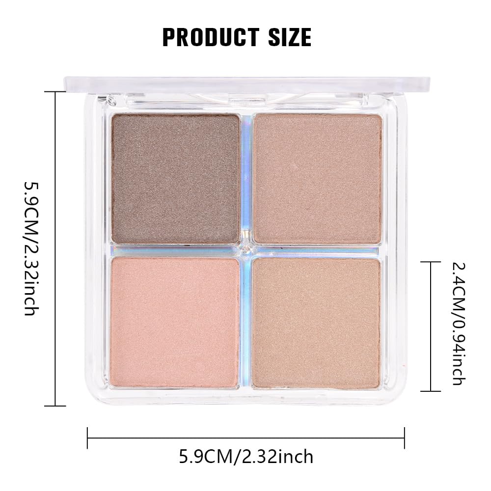 4 Colors Deep Rose Soft Pink Beige Brown Eye Shadow Palette Makeup, Neutral Matte Shimmer Eyeshadow Palette for Women Highly Pigmented Waterproof, paleta de sombras de ojos, Vegan 09