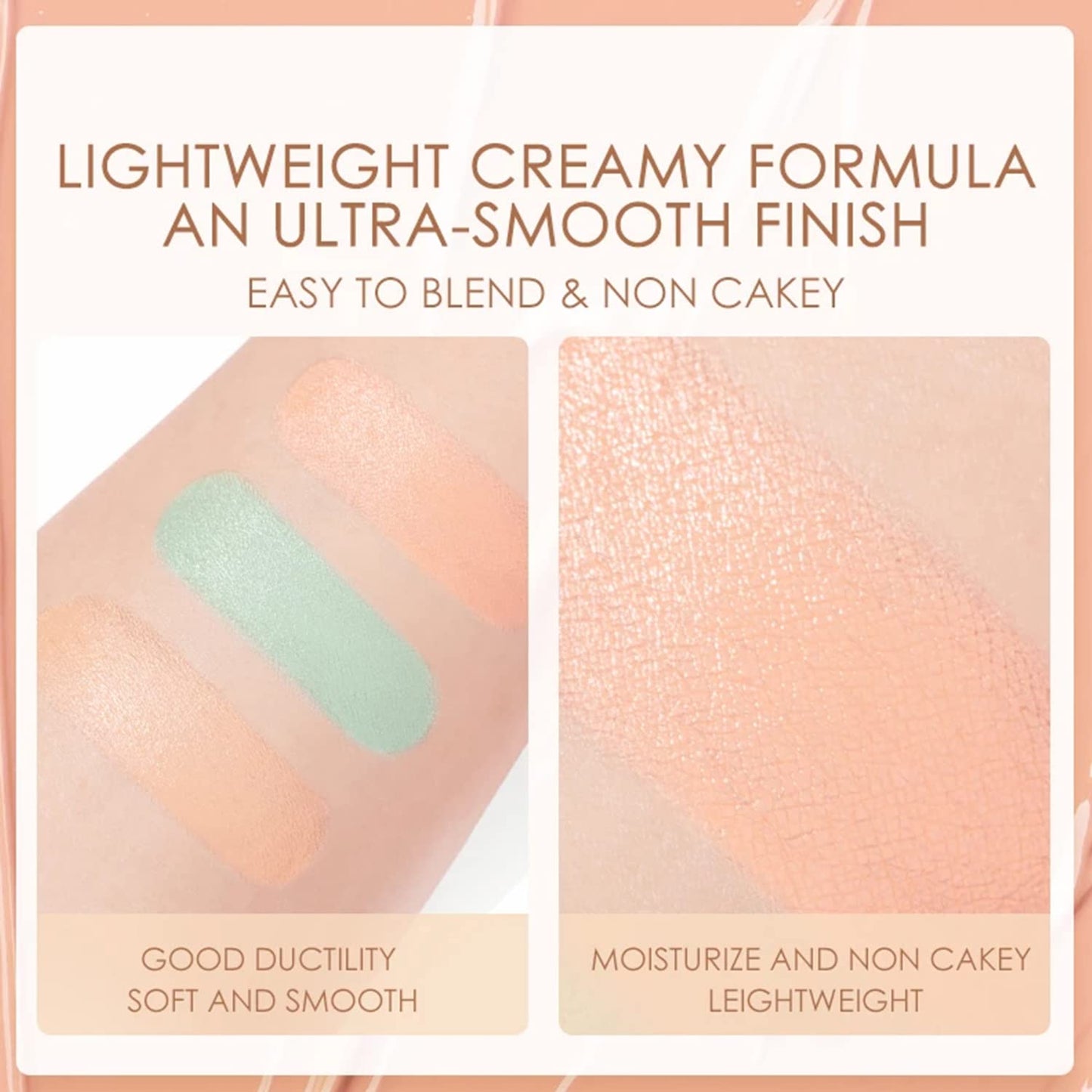 6 Colors Correcting Concealer Palette, Makeup Cream Contour Palette with Brush, Contouring Foundation Highlighting Concealer Palette for Conceals Dark Circles, Redness, Acne, Blemish