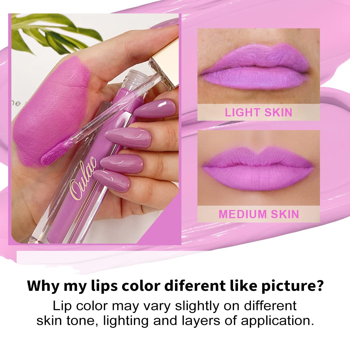 Oulac Pink Matte Lipstick Set for Women,Purple, Orange Lip Stain Long Lasting Waterproof, No Transfer, Creamy High Pigmented Formula with Rose Oil, Vegan & Cruelty-Free (M06+M07+M14)