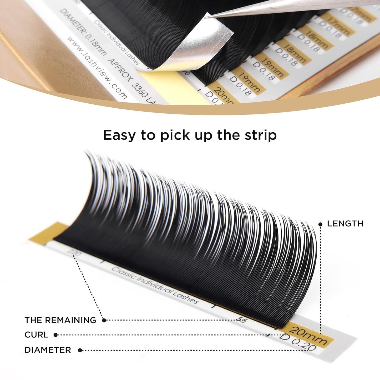 LASHVIEW Semi-Permanent Eyelash Extensions C Curl 10mm 0.20 Thickness Silk Fake Natural Thick Lashes Individual Eyelashes Silk lashes (Salon Use)