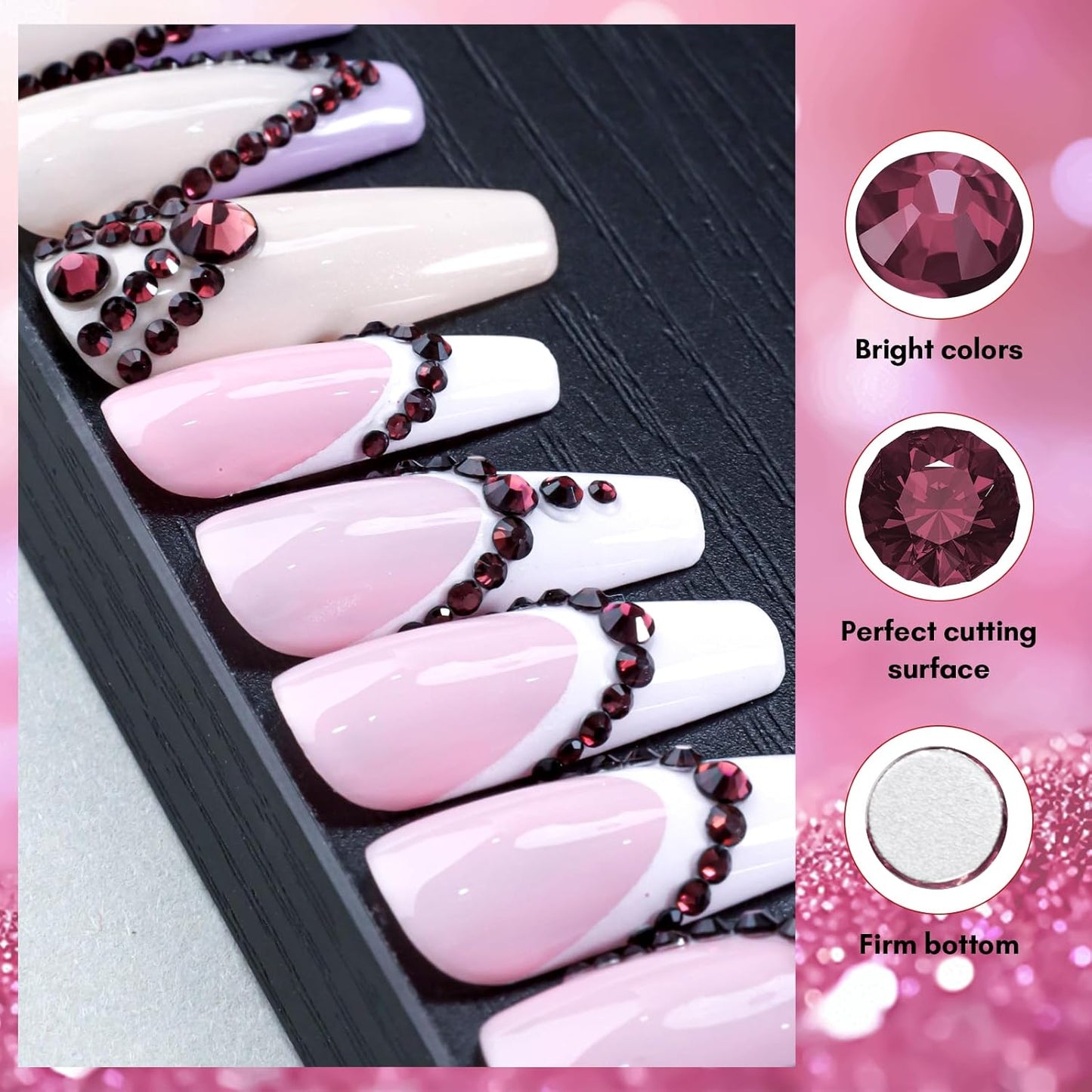 Makartt Dark Purple Nail Rhinestone Flatback Rhinestone Round Amethyst Crystal Glass Nail Charms Diamonds Nail Jewels Rhinestones for DIY Crafts Makeup Nail Art Supplies Accessories Christmas Gift