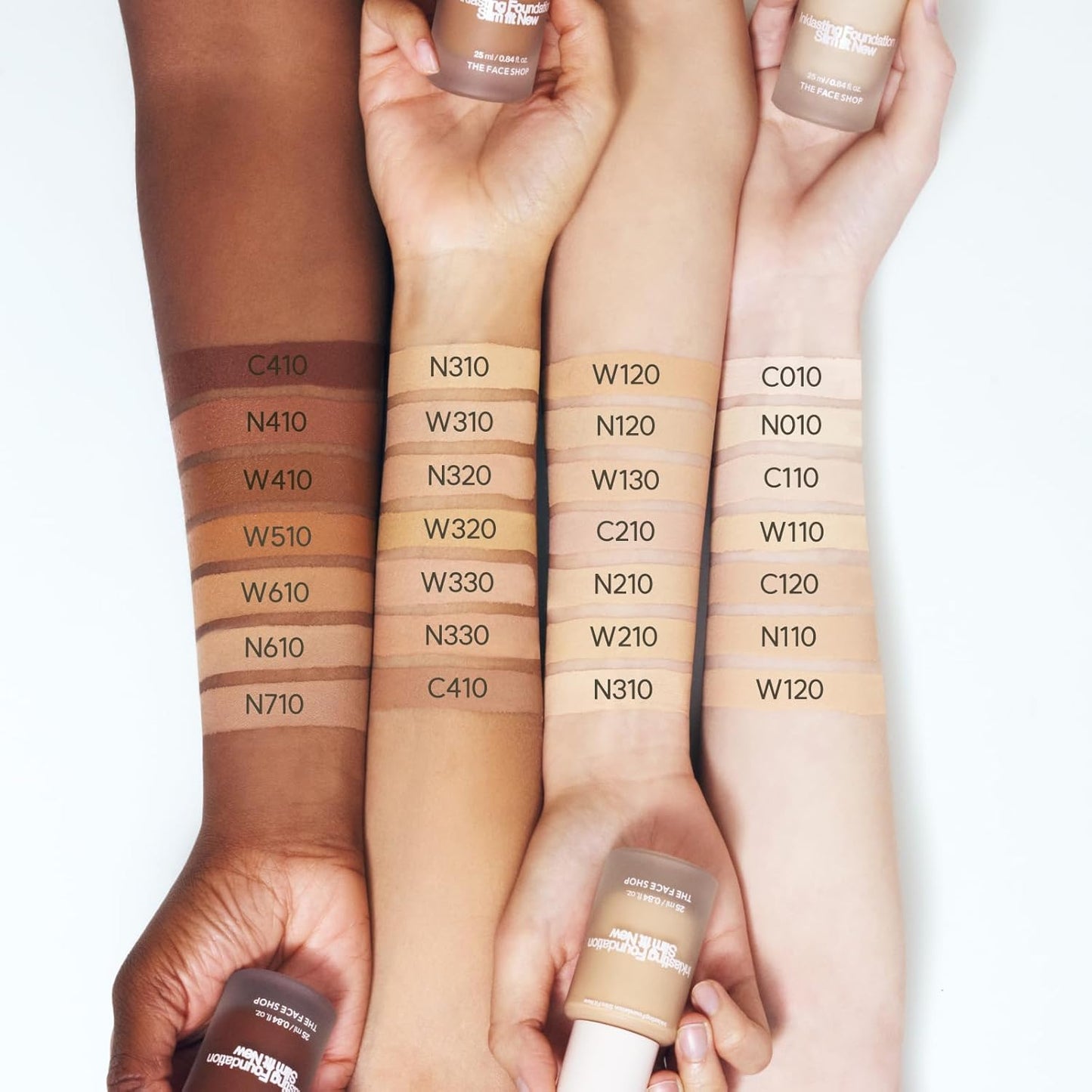 THE FACE SHOP Ink Lasting Liquid Foundation, Full Coverage, 72‑Hour Wear Semi‑Matte Finish, Makeup with Bakuchiol, W410 Walnut, 0.84 Fl. Oz.