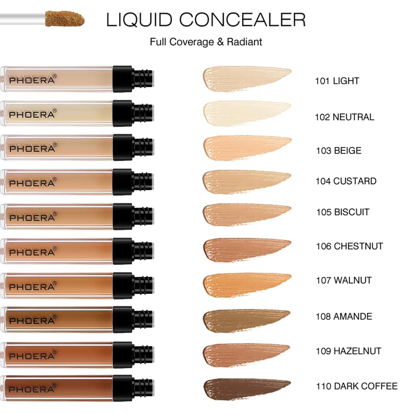 PHOERA Foundation Full Coverage,PHOERA Concealer Lightweight Full Coverage,PHOERA Makeup Long Lasting Wrinkles Matte Natural Finish for a Flawless Complexion(102 Nude+102#NEUTRAL)