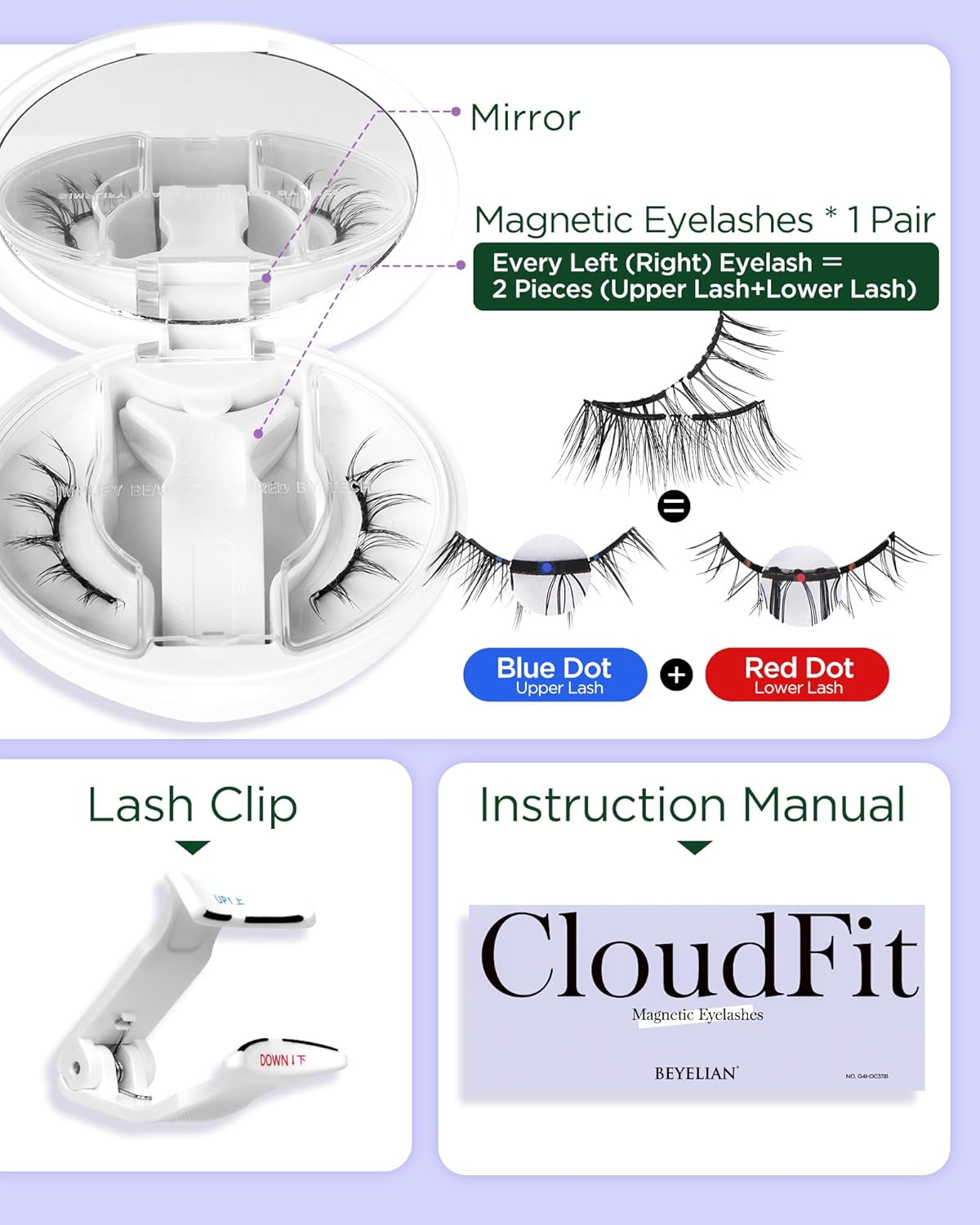 BEYELIAN Portable Magnetic Eyelashes with Applicator All-In-One Box,Upgrade Soft Magnetic Lashes Natural Look, Reusable No Glue Needed Fale Eyelashes for Eye (Lightweight & Comfortable)