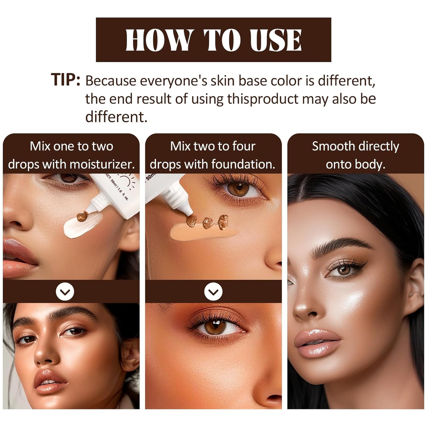 Instant Bronzing Drops, Face and Body Bronzer, Cream Liquid Bronzer Drops for Instant Tan, Bronze Drops, Blendable Lightweight Texture Bronzing Drops for Face - 01