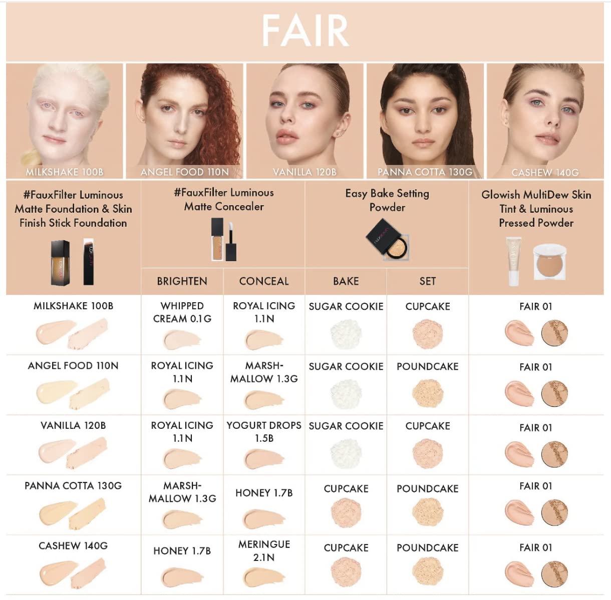 HUDA BEAUTY GloWish Multidew Vegan Skin Tint Foundation 01 Fair