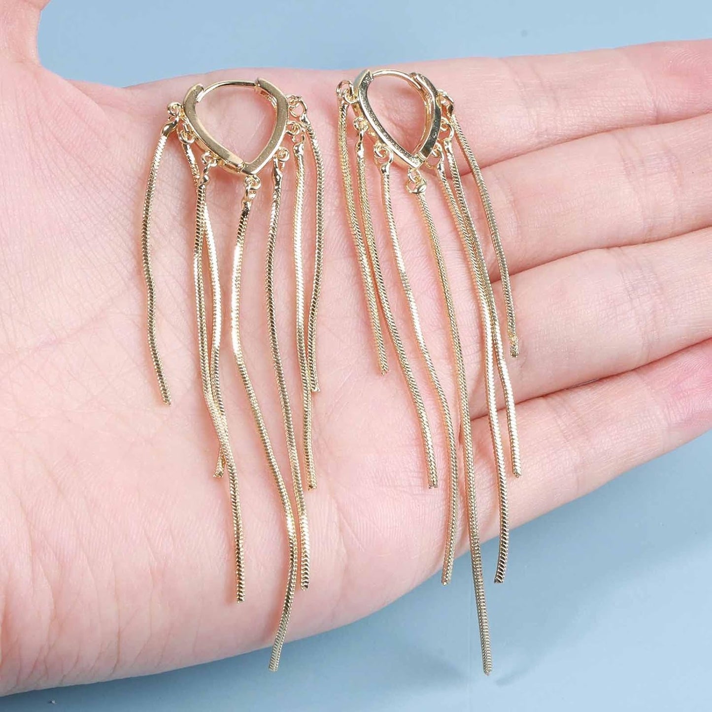 Boho Long Tassel Chain Earrings Fringe Drop Dangle Earrings Gold Dangling Chain Tassel Earrings Vintage Statement Earrings Jewelry for Women and Girls Gifts