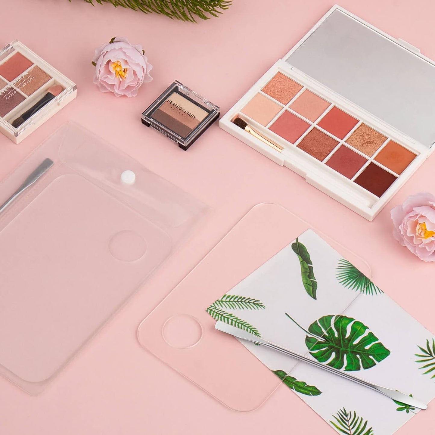 Rolybag Acrylic Makeup Mixing Palette with Spatula Tool Transparent Cosmetic Makeup Palette for Nail Art Makeup Eye Shadow Professional Pigment Cosmetic Mixing (Acrylic -A)