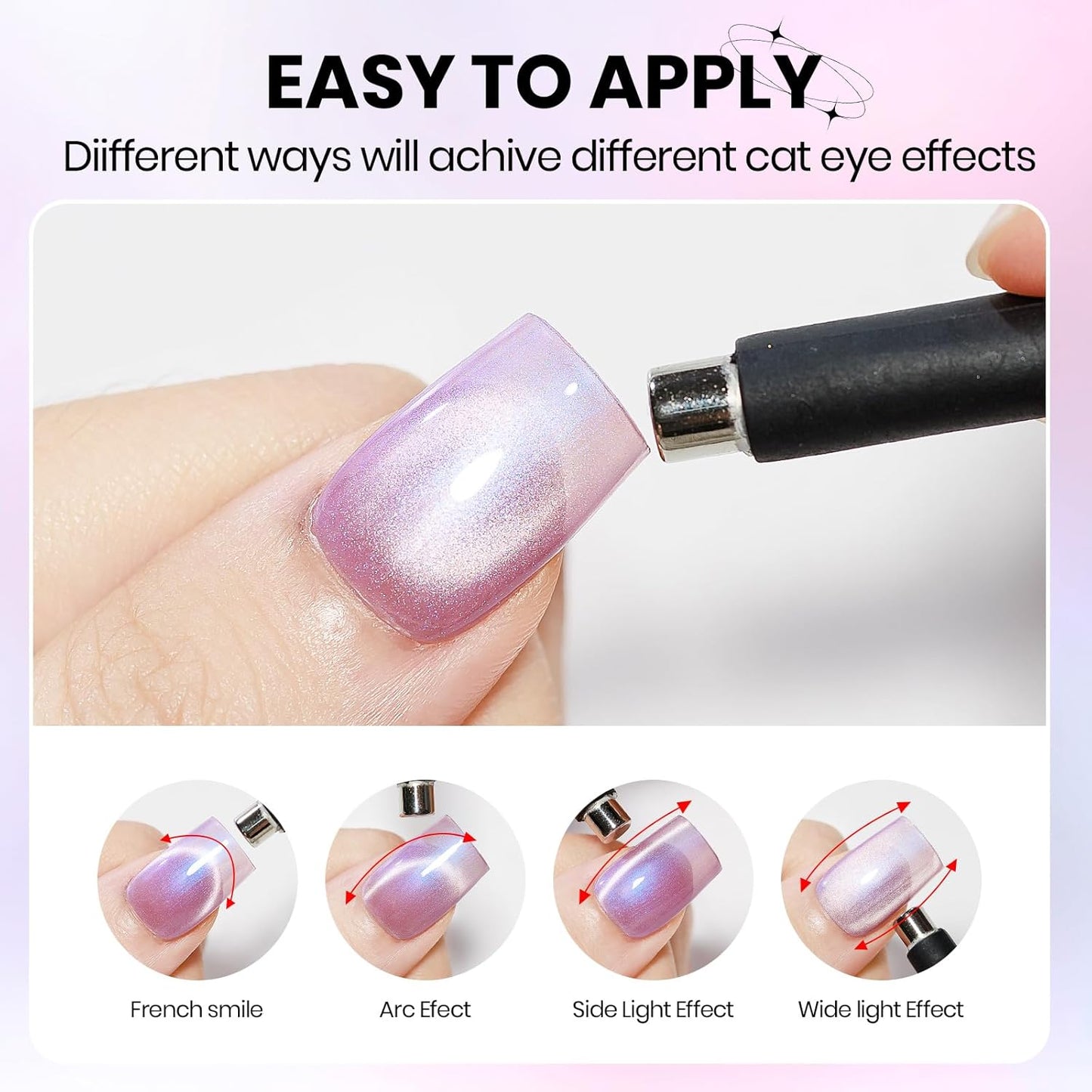Aurora Magnetic Cat Eye Gel Nail Polish 12 Colors Mermaid Shimmer Glitter Cateye Gel Polish Spring Summer Colors Cat Eye Manicure Gift Soak Off Lamp Salon DIY at Home