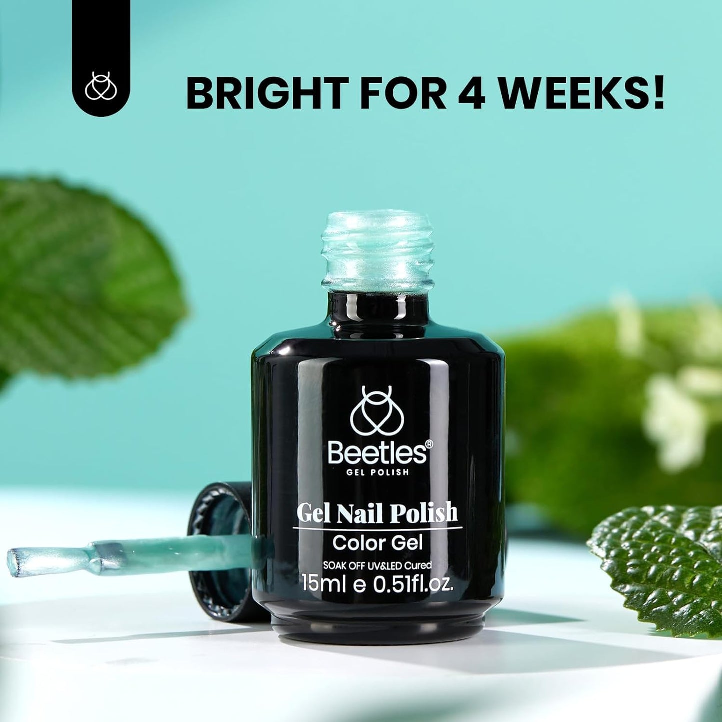 Beetles Mint Green Gel Polish, 15ML Mint Green Glitter Nail Polish Pearlescent Shimmer Mermaid Gel Nails Soak Off U V LED Nail Lamp Need Manicure Salon DIY Nail Art Design