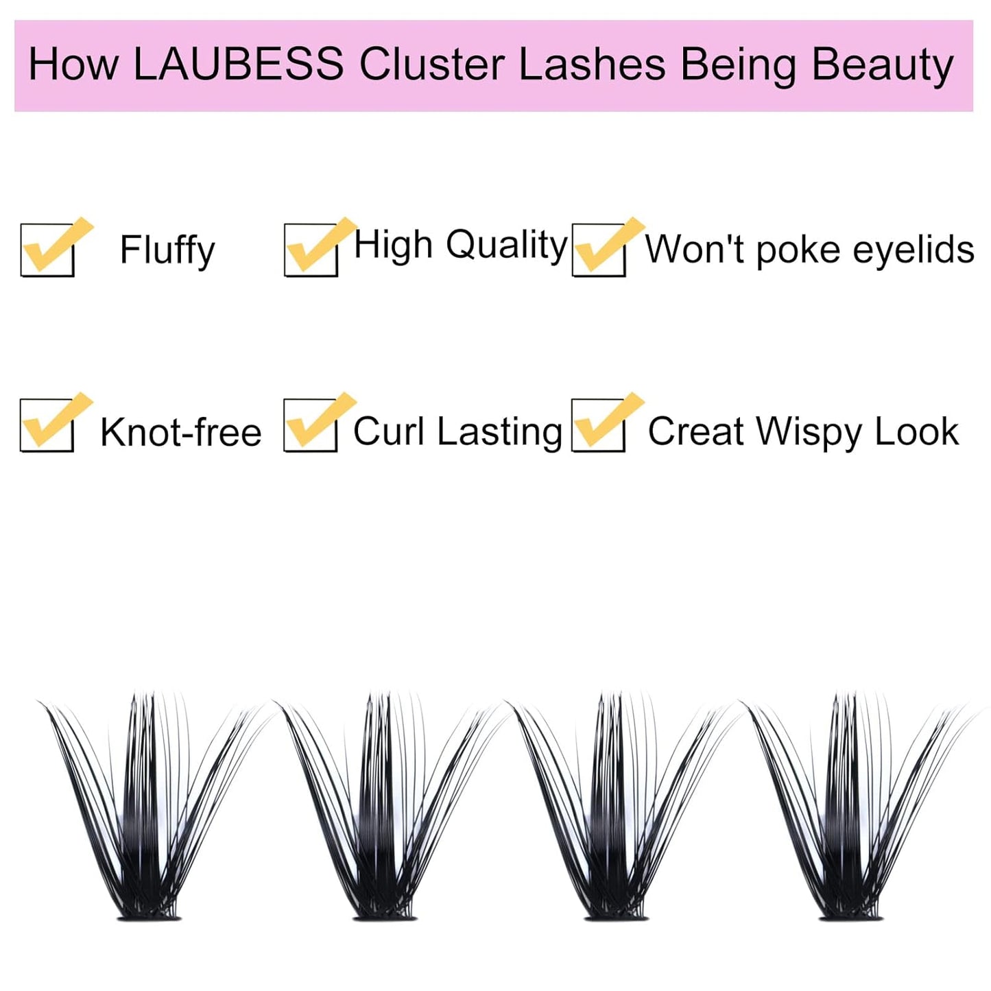 Eyelash Clusters LAUBESS Lash Clusters Individual Lashes Cluster Eyelash Extensions DIY at Home Waterproof Cluster Lashes (50D-D-9-16)