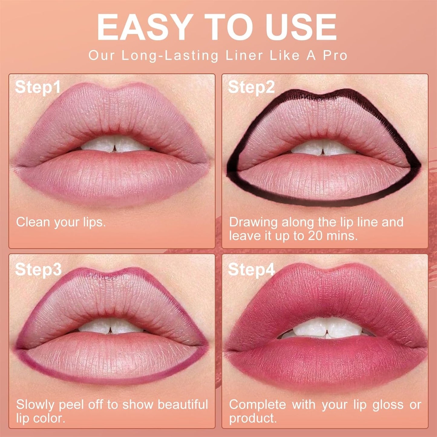OETUIOW Lip Stain, Lip Liner, Waterproof Moisturizing Long-Lasting, Non-Stick Cup for Women All Skin Types, Cocoa Color
