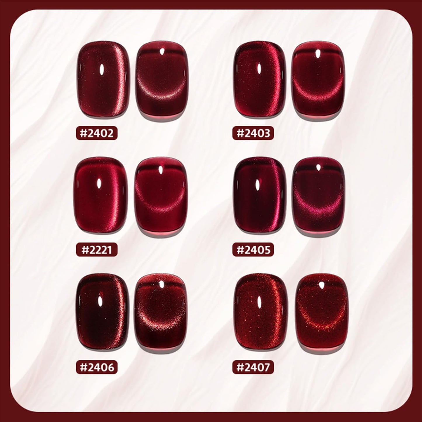 GAOY Jelly Red Glitter Cat Eye Gel Nail Polish Set with Magnet 6 Types of Holographic Cat Eye, Salon Gel Manicure and Nail Art DIY at Home