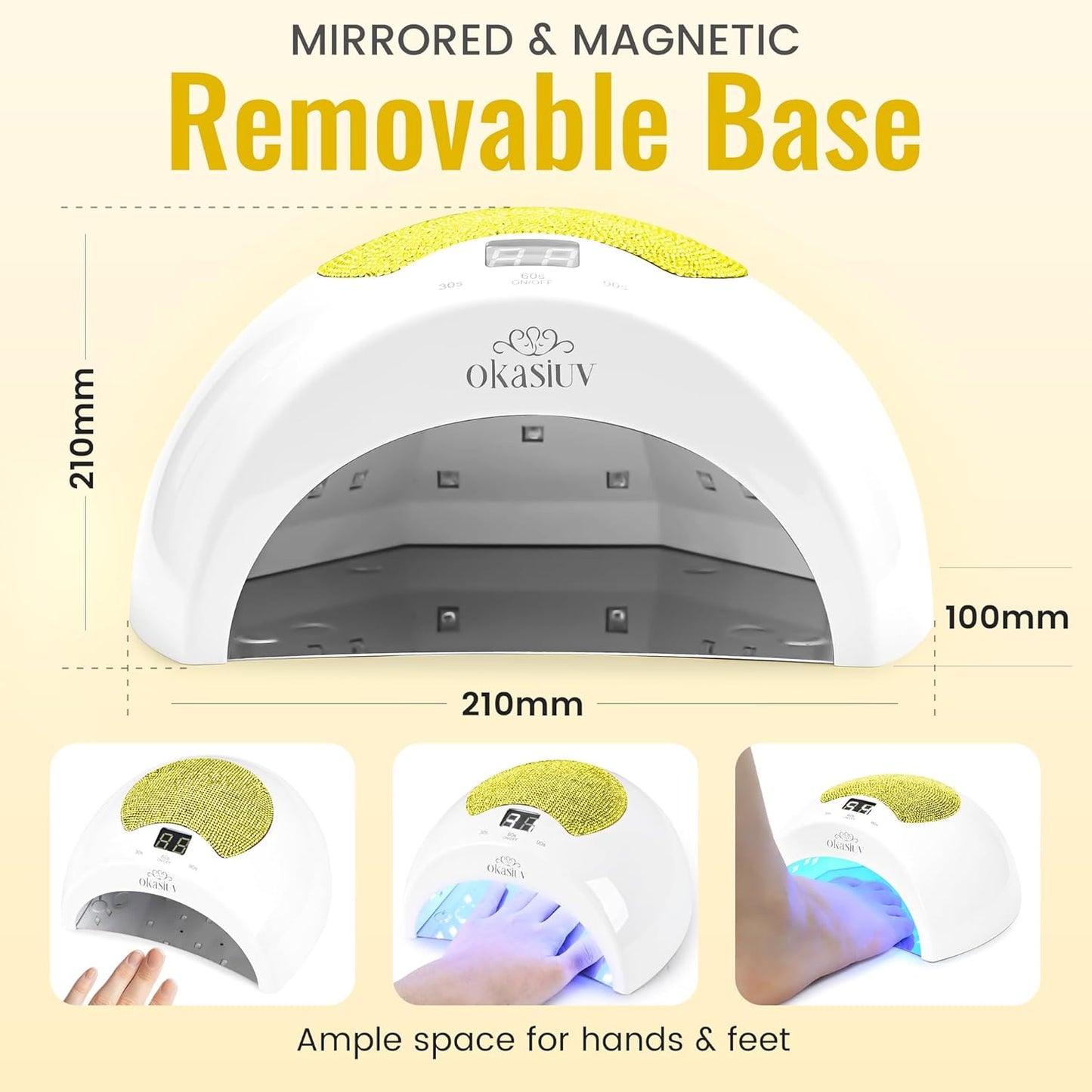 Rechargeable UV LED Nail Lamp with Diamond Design & Touch Control - 3 Timer Settings, Fast Curing for All Gel Polishes, Portable UV Nail Dryer for Professional Salon & Home