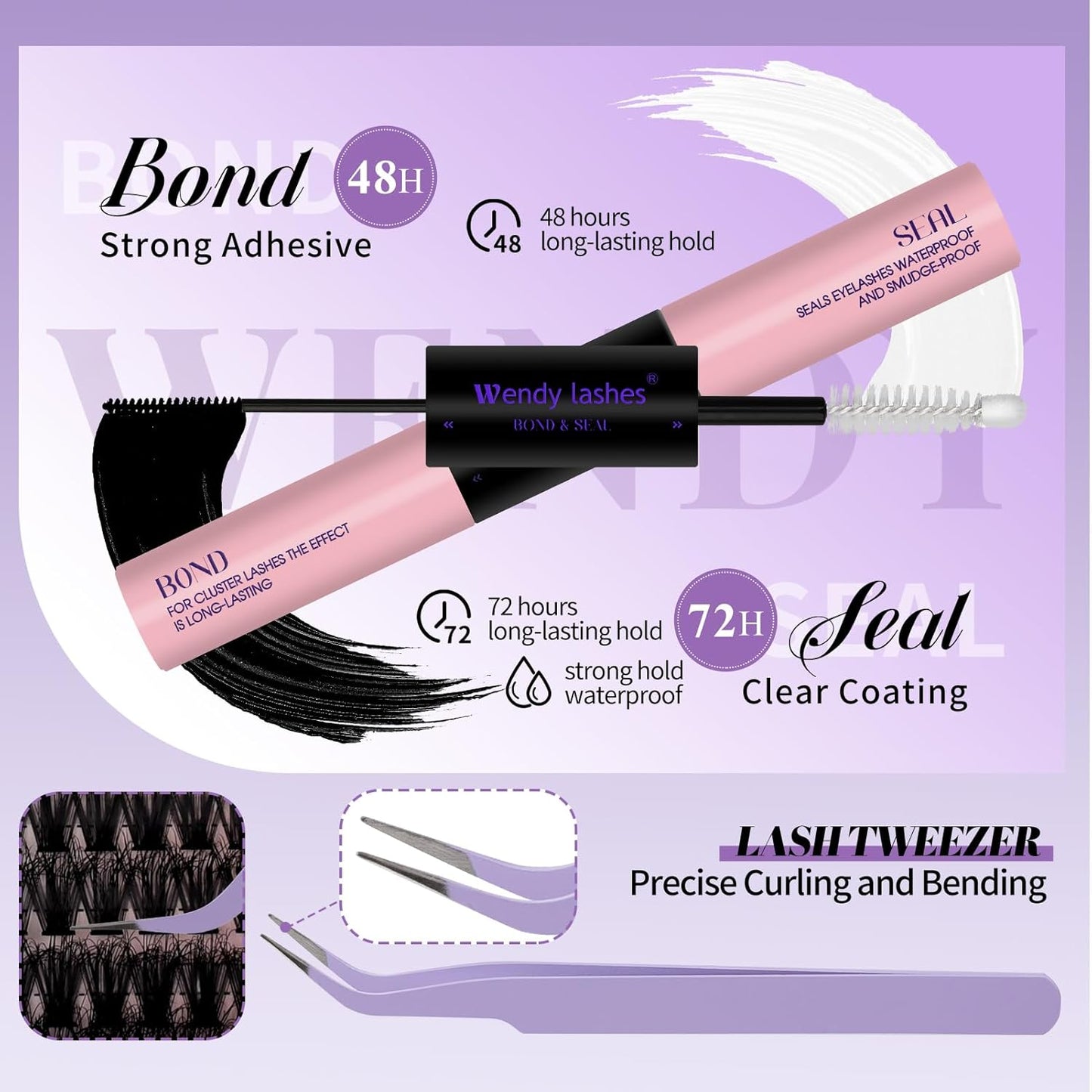 Lash Clusters Kit With Bottom Lashes 60/80/100/200D 3D Effect DIY Lash Extension Kit 12-18mm Multi-types Individual Lashes Bond and Seal, Spike, Volume Lashes Kit Lash Applicator(100/200 3DKit)