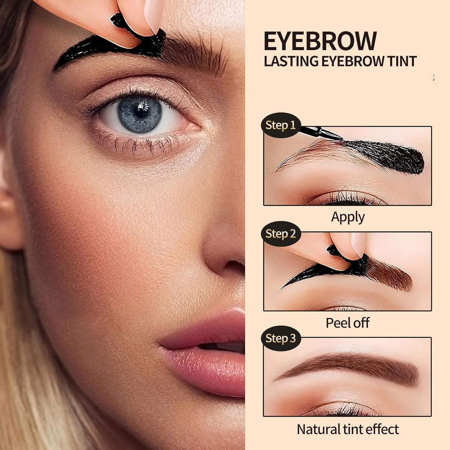Tattoo Eyebrow Gel Easy Peel Off, Peel Off Eyebrow Tint, Easy Peel off Eyebrow Gel, Peel Off Eyebrow Tint, Waterproof & Sweatproof for All Skin Types (#2 Medium Brown + #3 Dark Brown)