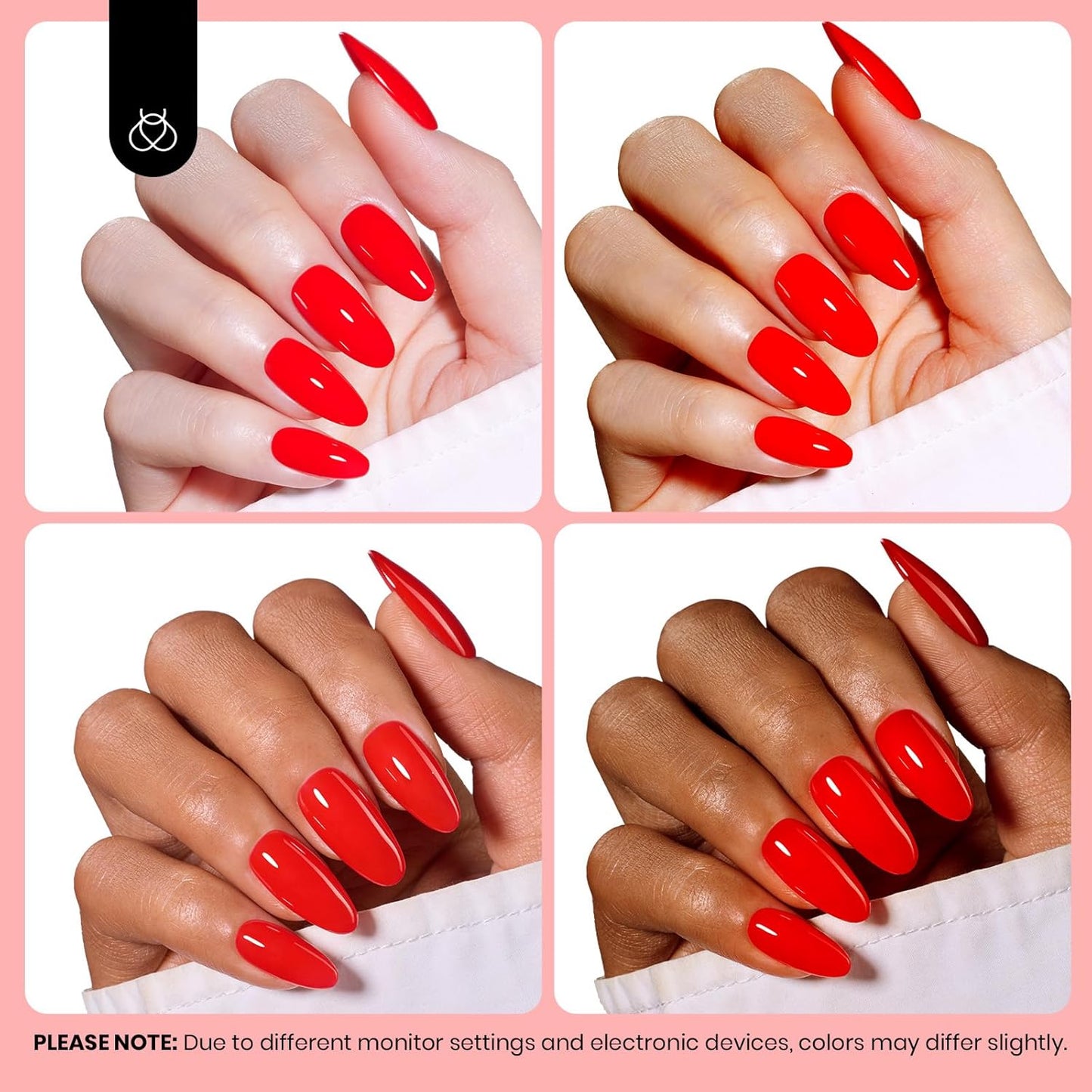 Beetles Red Gel Nail Polish – 15ml Classic Bright Red Soak Off UV LED Gel Polish Same Color Bottle for Salon DIY Manicure Gift for Women