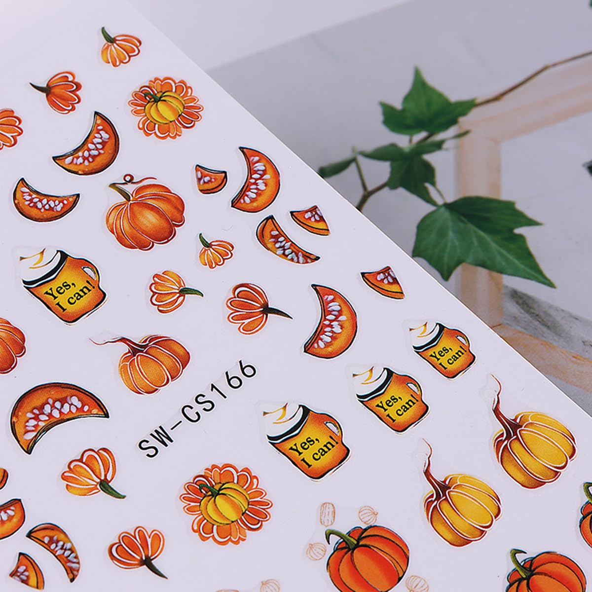 Fall Nail Art Stickers Decals Autumn Pumpkin Nail Decals 8PCS 3D Self-Adhesive Fall Leaf Floral Pumpkin Design Manicure Sliders Nail Art Supplies Fall Sticker for Women Girls DIY Nail Art Decorations