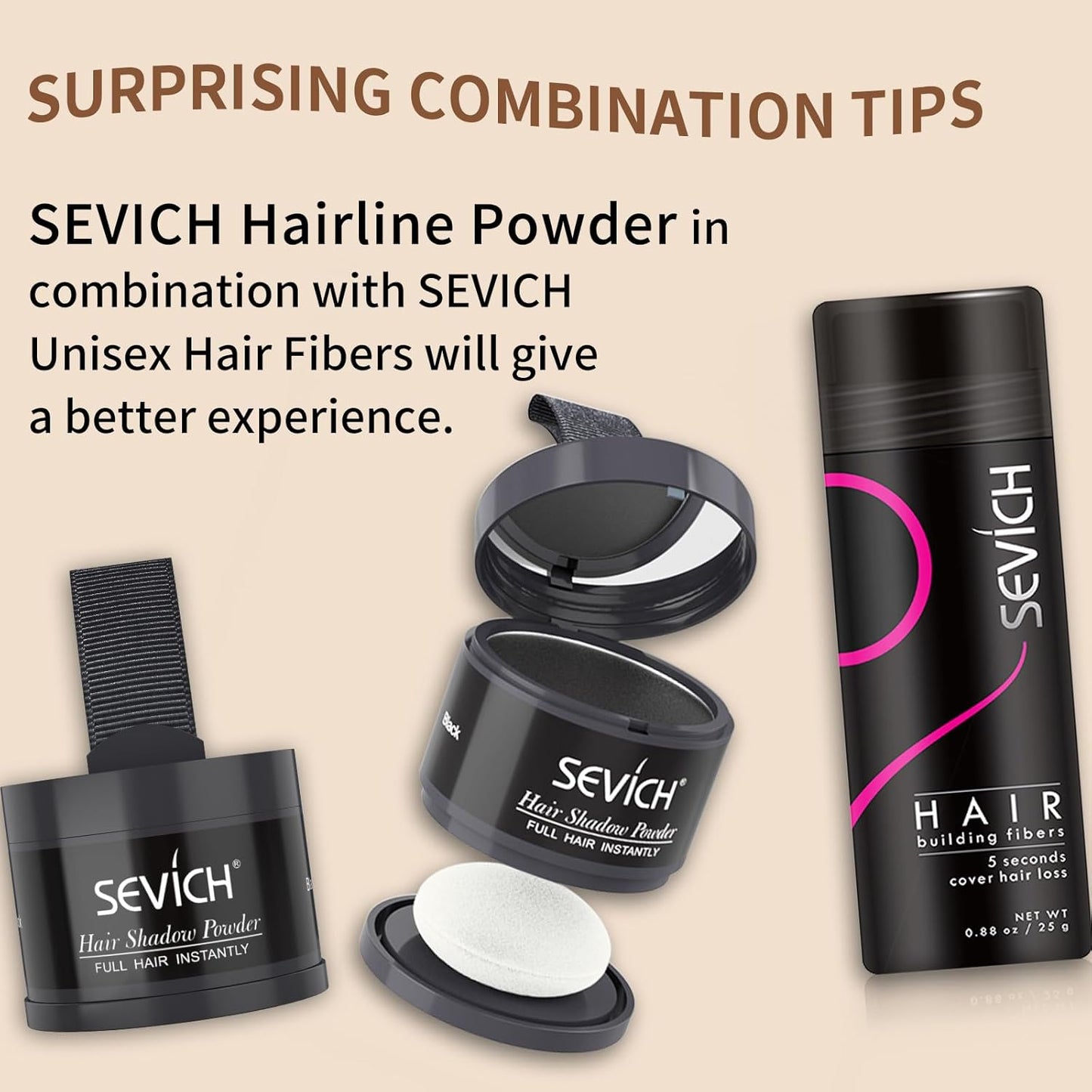 SEVICH Hairline Powder - Quick Cover for Thinning Grey Hair, Eyebrows & Beard for Women & Men, Windproof & Sweatproof, Blonde