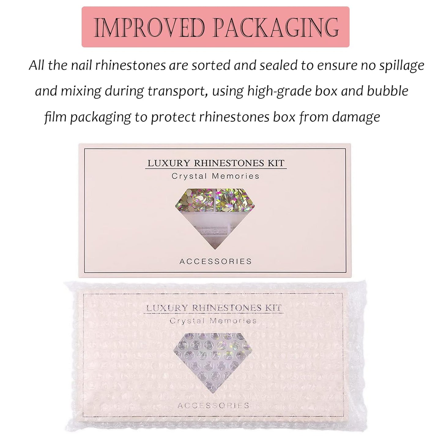 Nail Rhinestones Kit, Nail Art Decorations with Wax Pencil Flat AB Rhinestones Kit DIY Crafts Gemstones for Nail, Shoes, Clothes, Jewels (600 Black Diamonds + 2500 Flat Rhinestones)