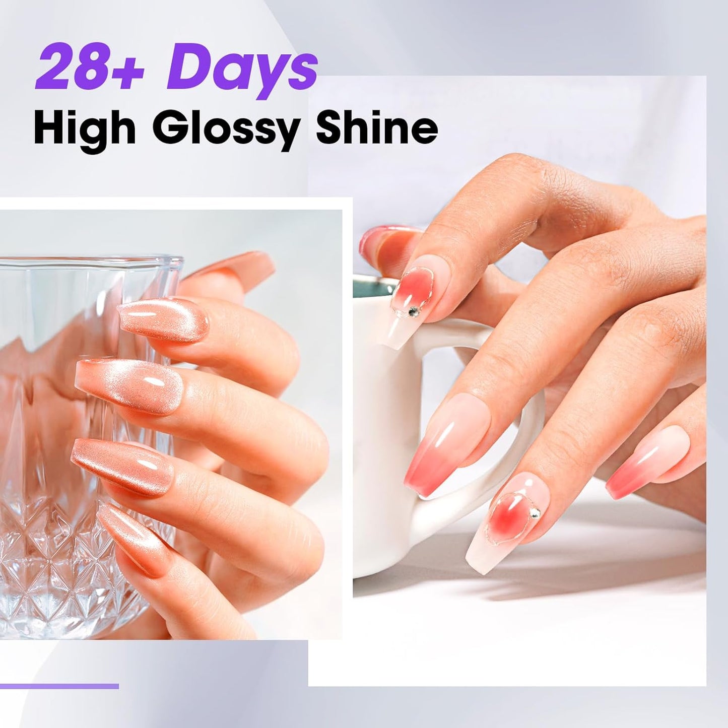 GELLEN No Wipe Gel Top Coat, 20ml Clear Glossy Top Coat Gel Nail Polish, Long Lasting for 28+ Days, DIY Nail Art Manicure for Women Gilrs
