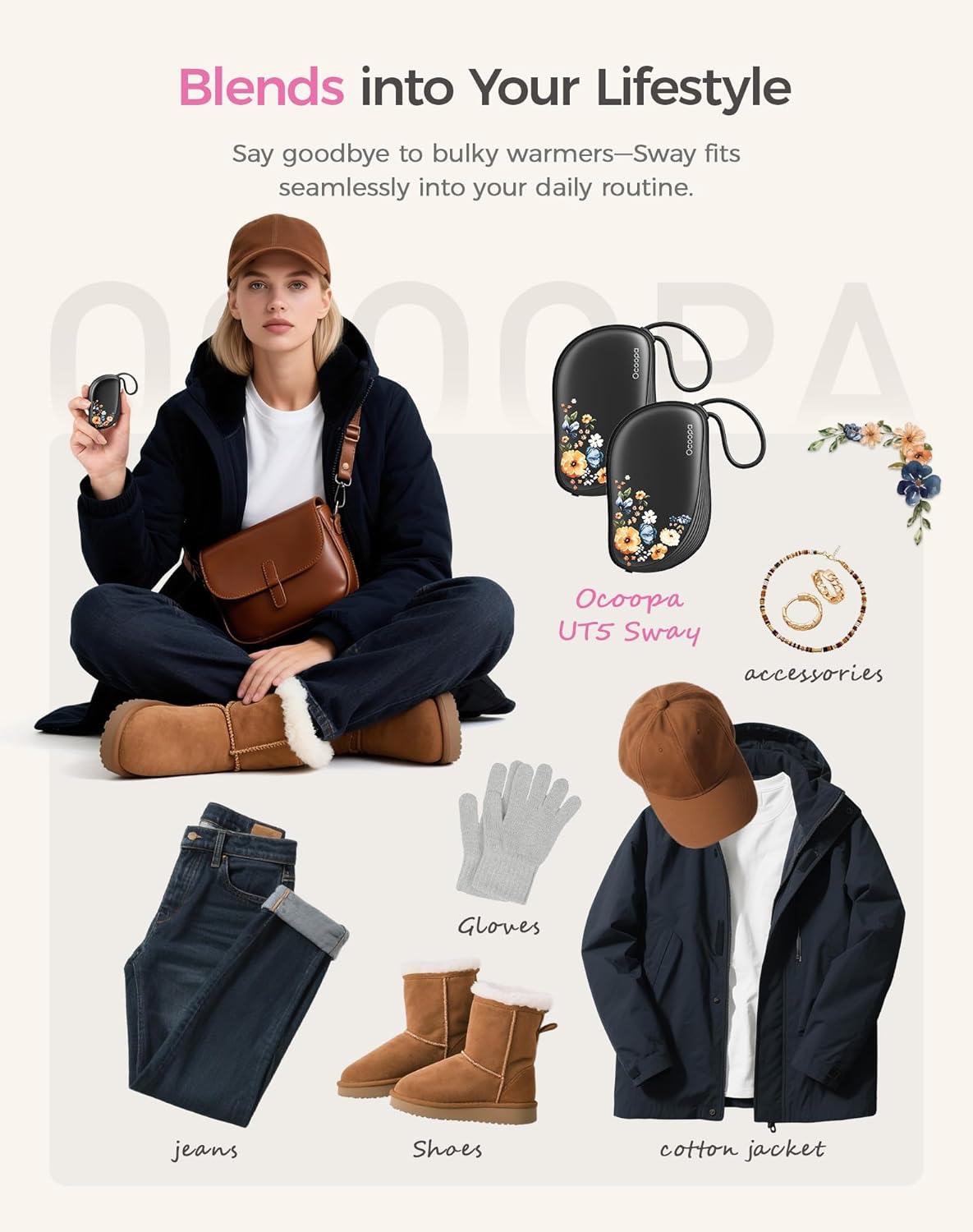 OCOOPA Hand Warmers Rechargeable 2 Pack, Ultra Slim Electric Hand Warmers, Portable Pocket Heater, Comb-Inspired, Fits in Gloves,UL Certified, Winter Essentials,UT5 Sway