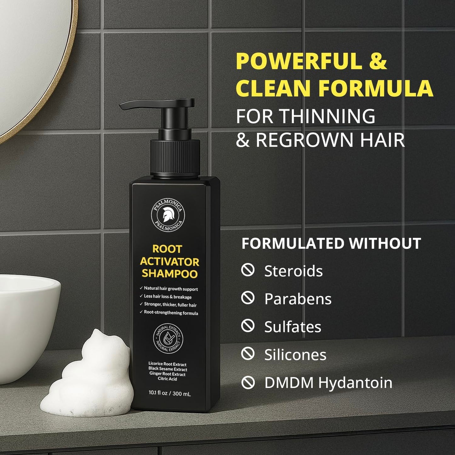 Root Activator Shampoo for Men: Made In USA Hair Growth Shampoo for Hair Loss and Thinning Hair - Hair Loss RegrowthTreatments for Women Men (10.1 Fl Oz (Pack of 1))