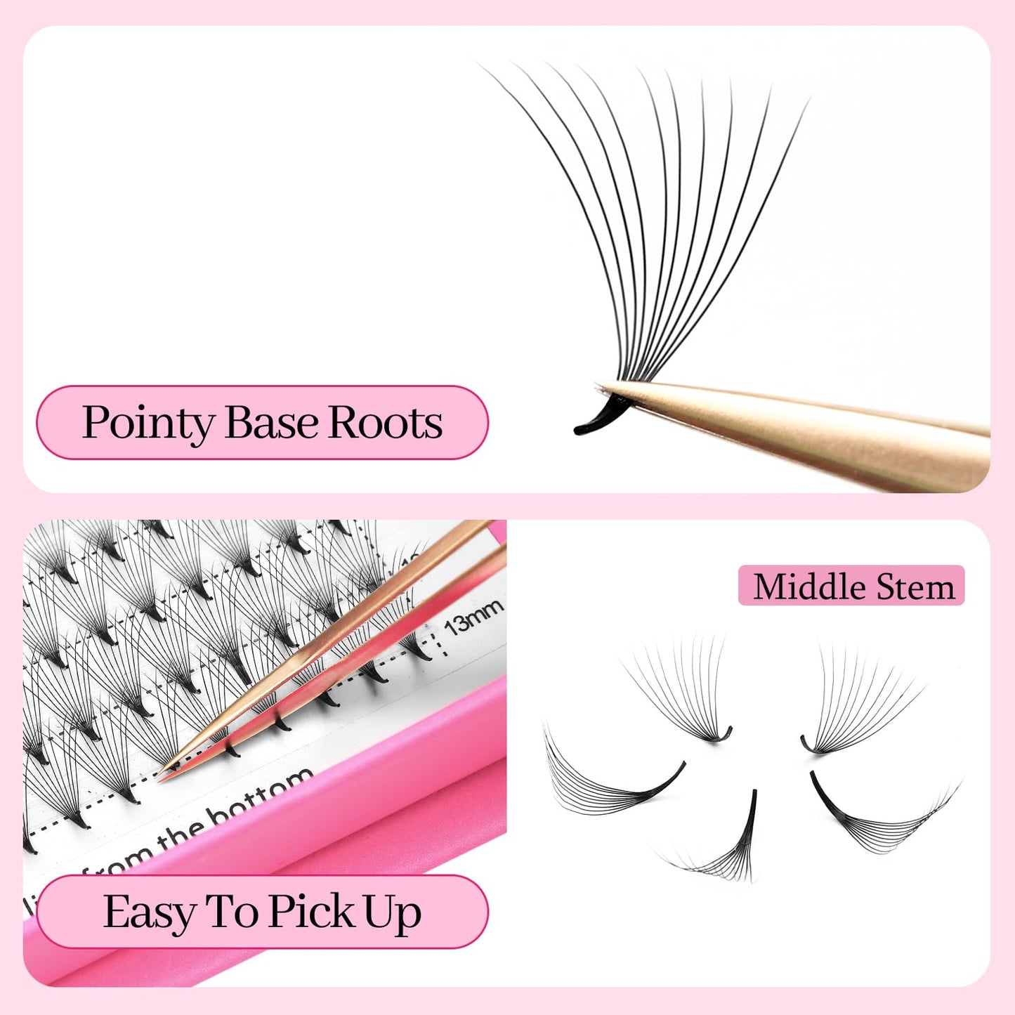 Premade Fans Eyelash Extensions 10D Volume Lash Extensions 0.07 Thickness Eyelash Extension D Curl Premade Lash Fans Mix 9-16mm Fluffy Soft Handmade Lash Fan(10D-0.07-D,9-16mm)