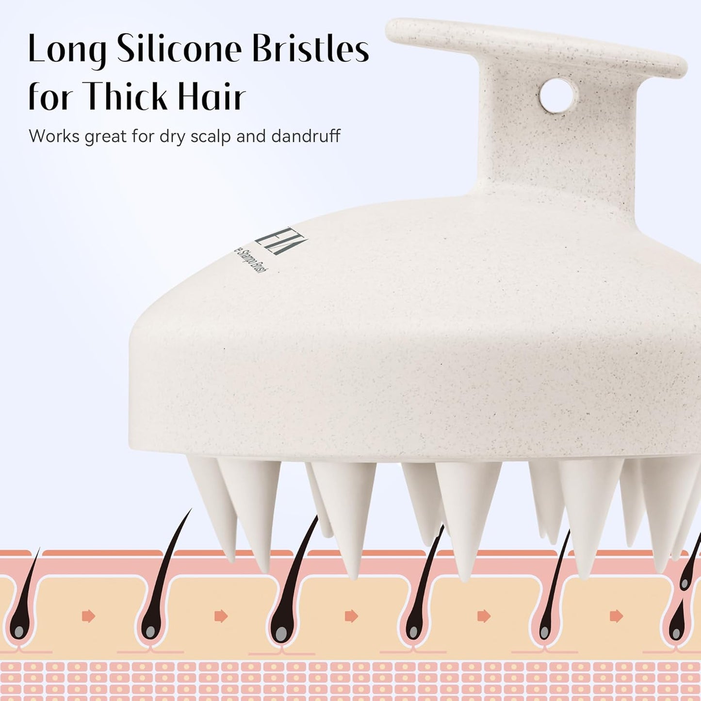 HEETA Scalp Scrubber Shampoo Brush, Scalp Massager Tool for Hair Growth, Soft Silicone Bristles for Dandruff Removal Wet Dry Use Women Men Kids Pet, Fit All Hair Types Care, Beige