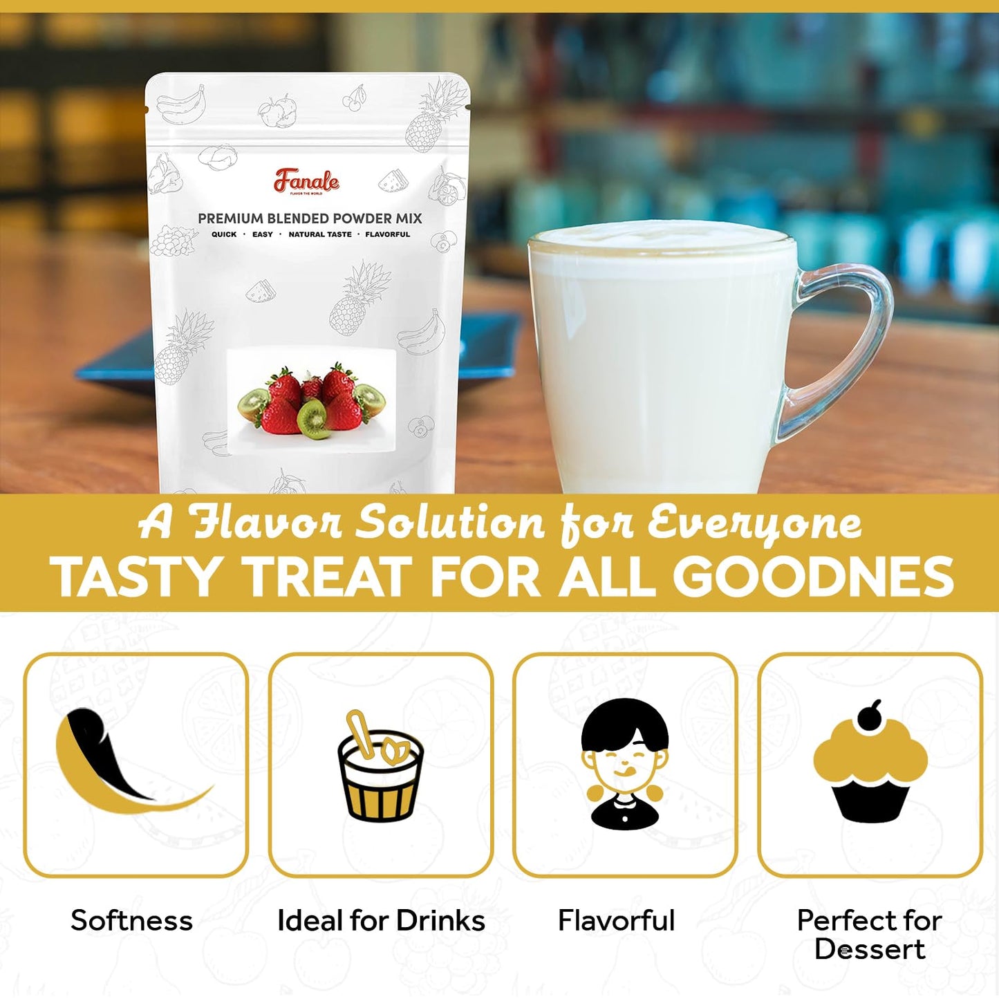 Fanale Premium Horchata Bubble Tea Flavoring Powder | Perfect for Baking, Smoothies, Desserts and Drinks | Instant Flavoring Powder for Boba Milk Tea - 2.2 Pounds (Pack of 10).