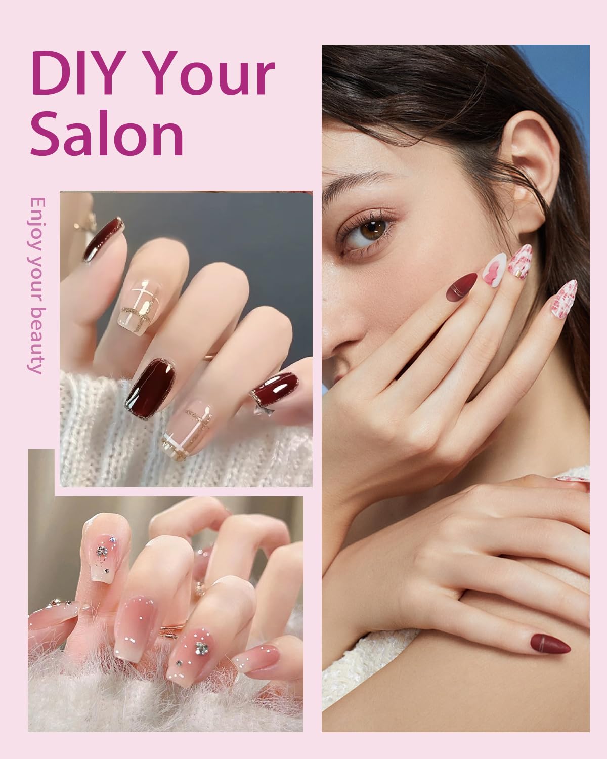 UV LED Nail Lamp, 288W Professional Nail Dryer for Gel Polish, 63 LED Beads Automatic Sensor Nail Curing Lamp with 4 Timer for Woman Girl Salon at Home