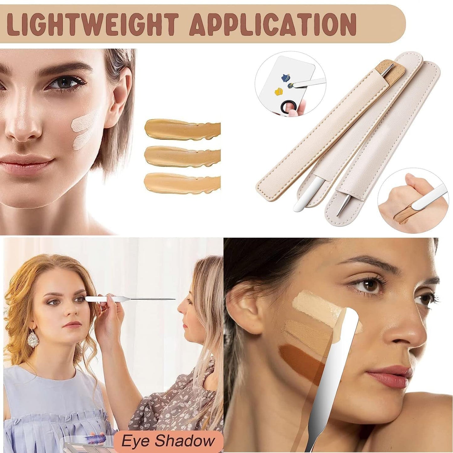 Makeup Spatula and Makeup Palette, Stainless Steel Foundation Palette & Tiny Cosmetic Spatula Tool for Nail, Art, Eye Shadow, Eyelash, Face Makeup