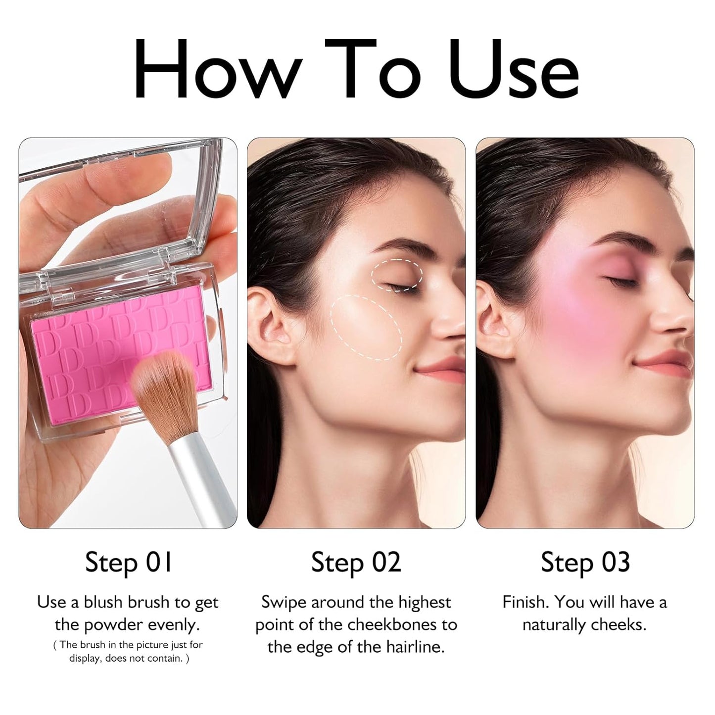 KYDA Powder Blush, Radiant Glow Face Blusher, Blendable Formula, Lasting Moisturizing, Ultra Fine Lightweight Texture, Rosewood