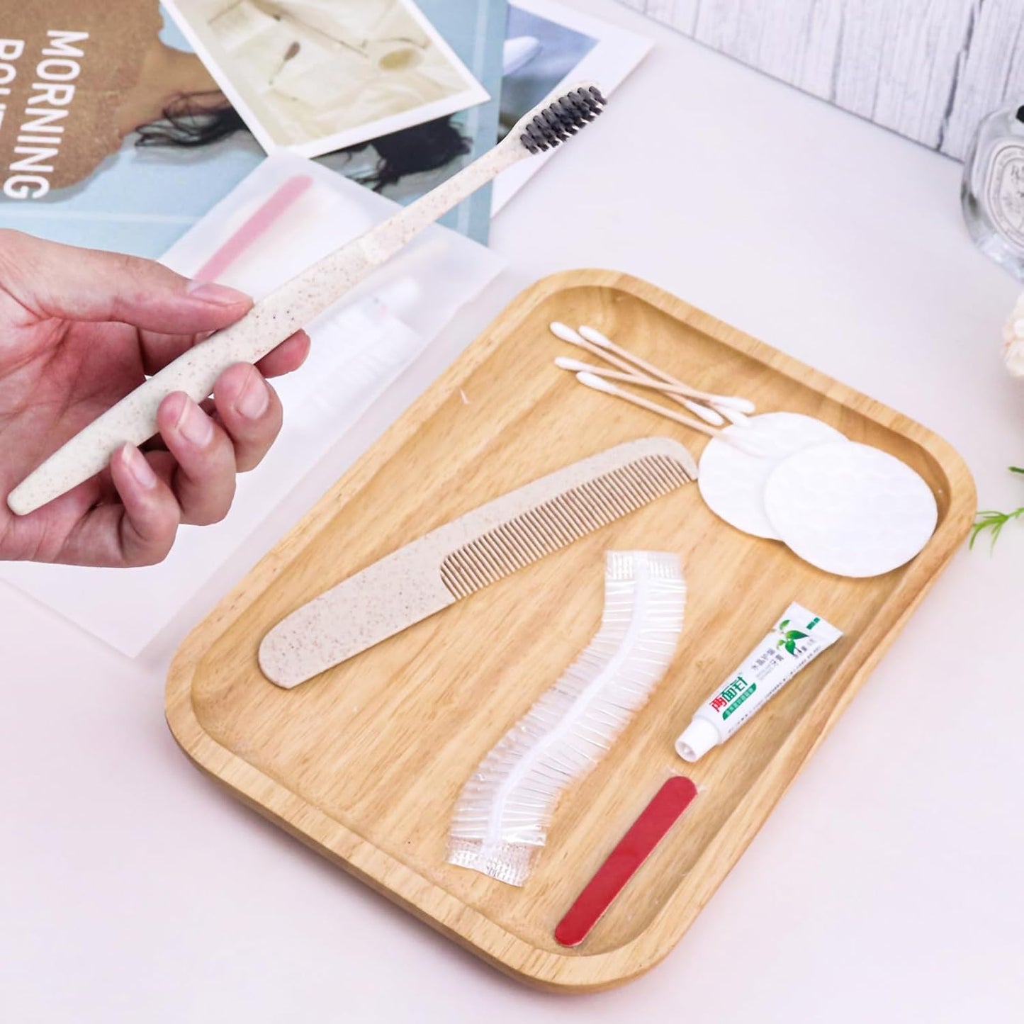 Hygiene Kit, Hygiene Kit Bulk, Travel Hygiene Kit With Toothbrush, Toothpaste, Care Package, Comb, Shower Cap, Individually Packed, Suitable For Hotel, Home, Camping, Travel (50-PACK)