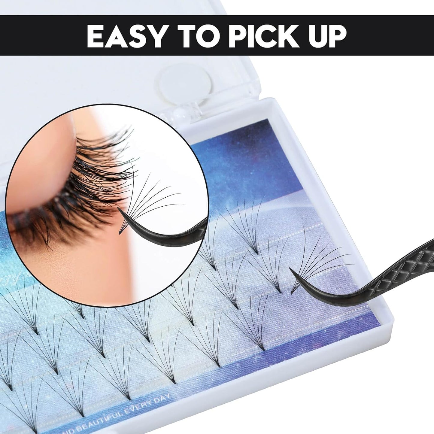 Ms.Queen Eyelash Tweezers For Extensions, Precision Diamond Grip Curved Lash Tweezers Fiber Tip,Black