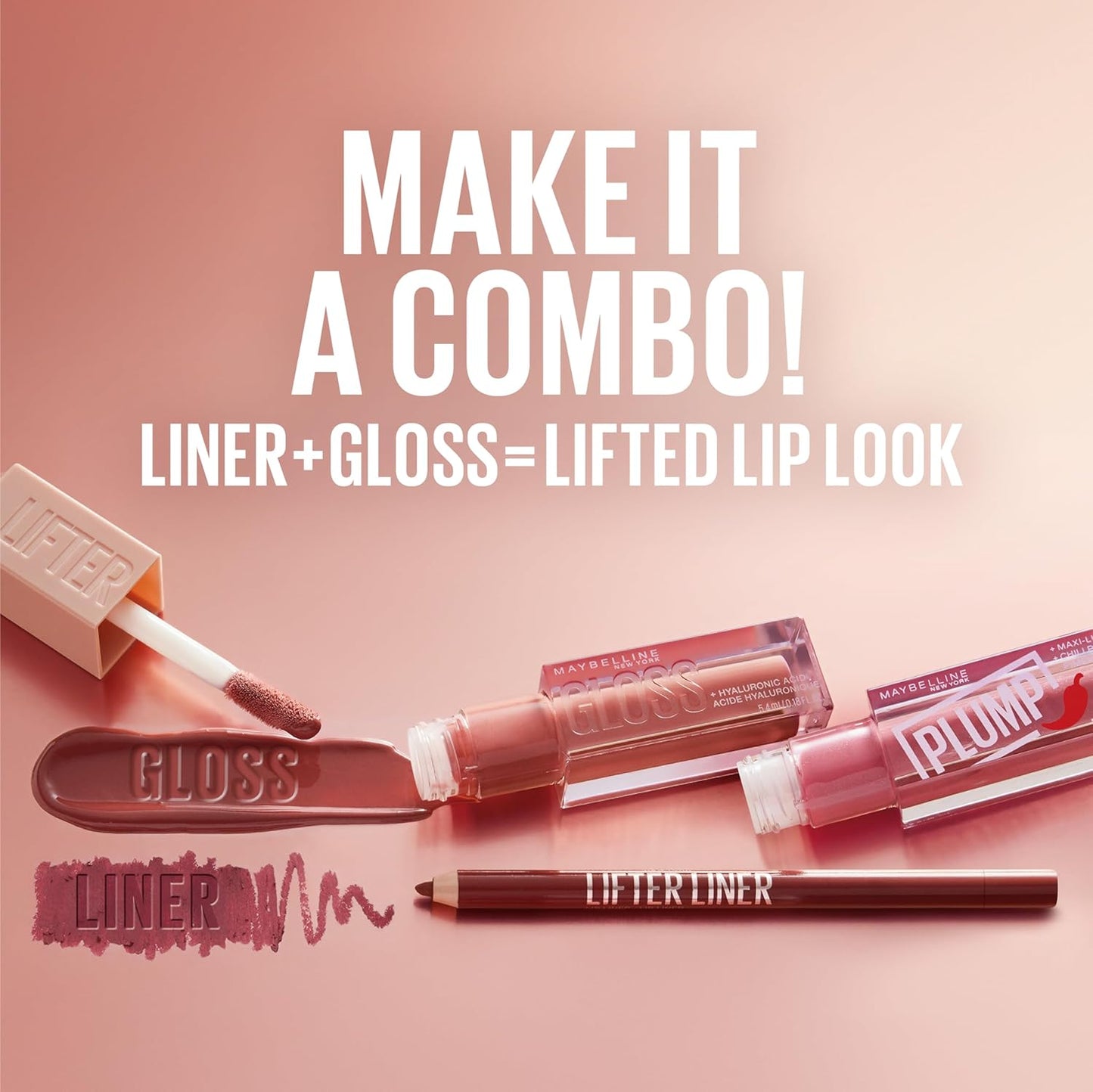 Maybelline Lifter Gloss, Hydrating Lip Gloss with Hyaluronic Acid, High Shine for Plumper Looking Lips, Crystal, Golden Neutral, 0.18 Ounce