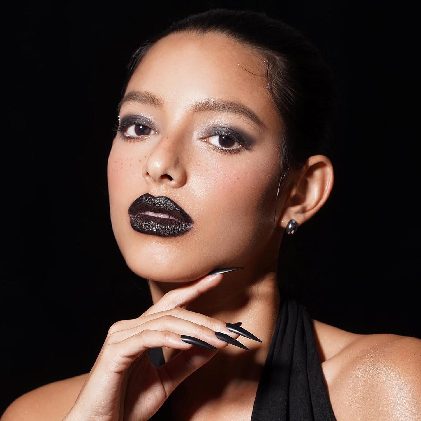 Oulac Black Satin Liquid Eyeshadow&Eyeliner–Glitter Shimmer Metallic Cream Shadow, Ultra Pigmented & Long Lasting, Smudge-Proof Buildable Formula for Bold Smokey Eye Makeup, Vegan & Cruelty-Free SA10